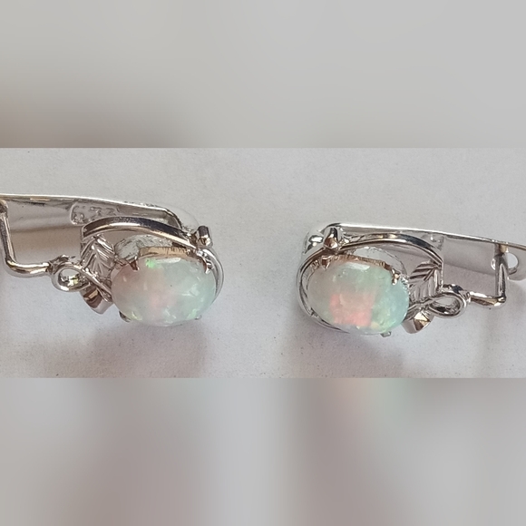 Opal Sterling Silver Adjustable Ring And Earrings Set - Picture 11 of 12